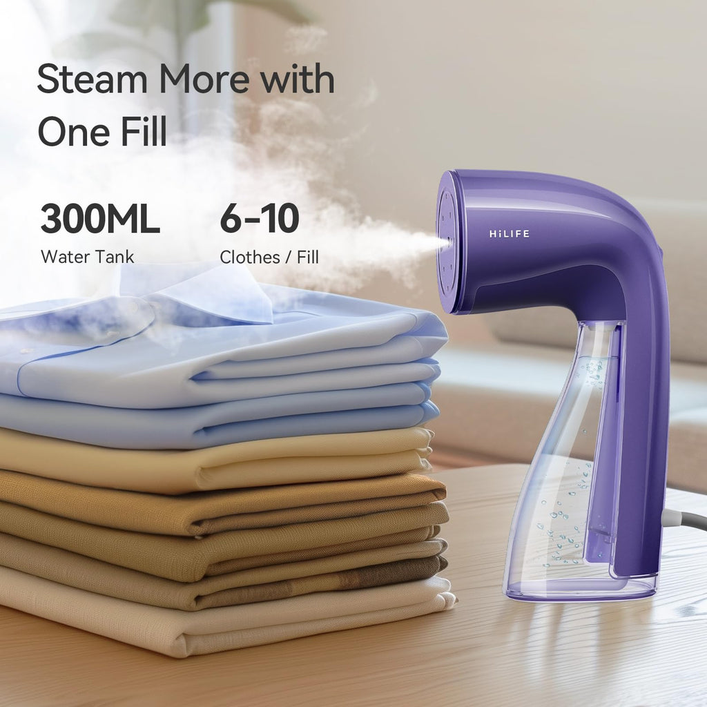 HiLIFE Steamer for Clothes, Portable Handheld Design, 240ml Big Capacity, 700W, Strong Penetrating Steam, Removes Wrinkle, for Home, Office and Travel(ONLY FOR 120V) (Olive Green)