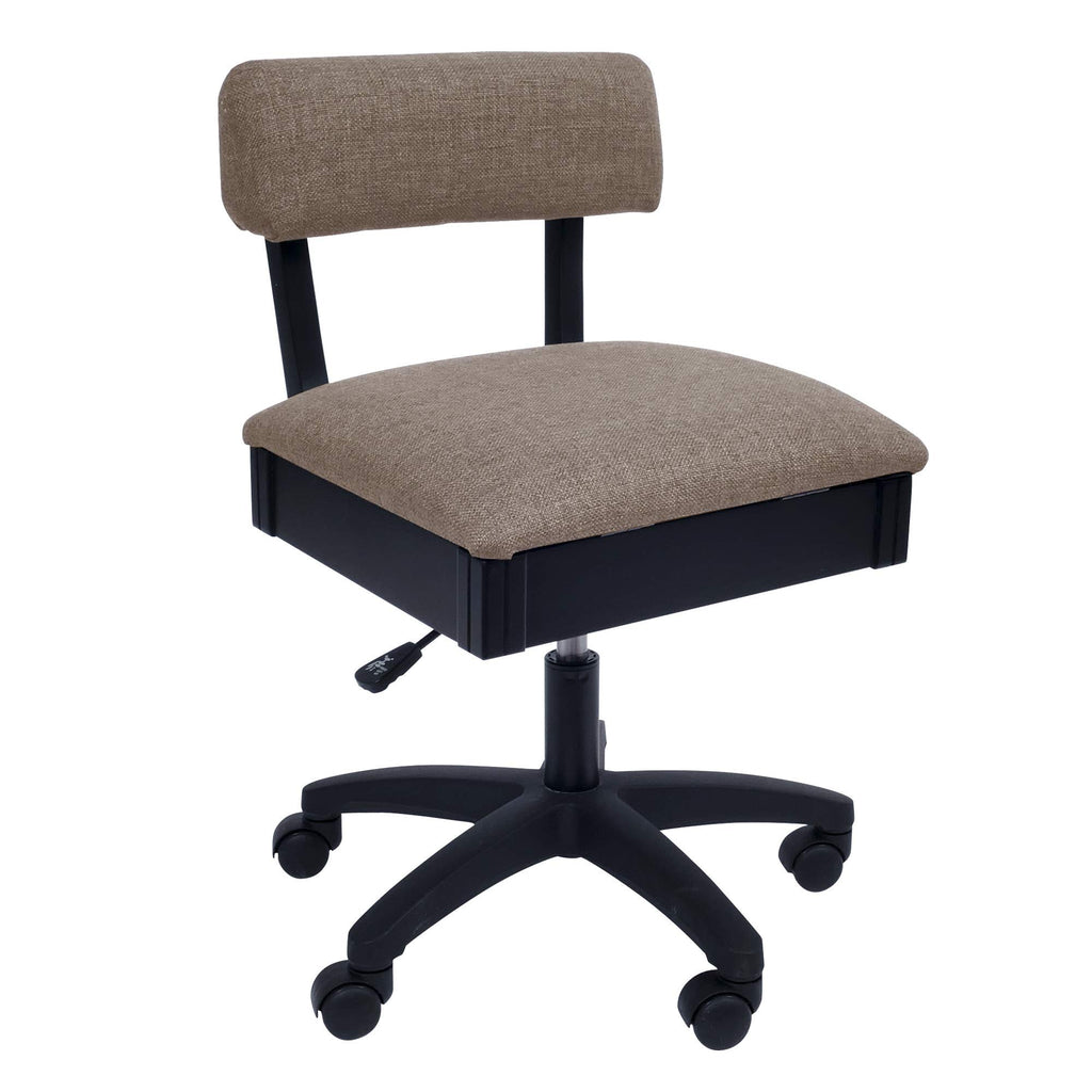 Arrow Sewing H8123 Adjustable Height Hydraulic Sewing and Craft Chair with Under Seat Storage and Solid Fabric, Lady Gray Fabric