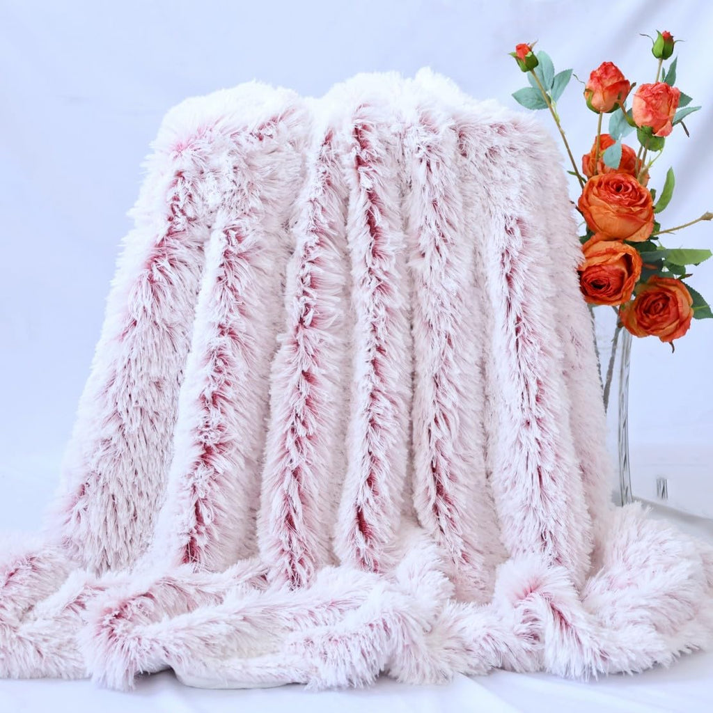 Plush Super Soft Blanket Bedding Sofa Cover Furry Fuzzy Fur Warm Throw Qulit Cozy Couch Blanket for Winter (51"x63", Black)