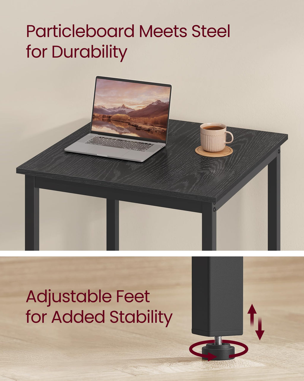 VASAGLE Bar Table, Kitchen Dining Table, High Top Pub Table, Bar Height Cocktail Table for Living Room Party, Sturdy Metal, 15.7 x 39.4 x 35.4 Inches for Narrow Spaces, Ebony Black and Ink Black