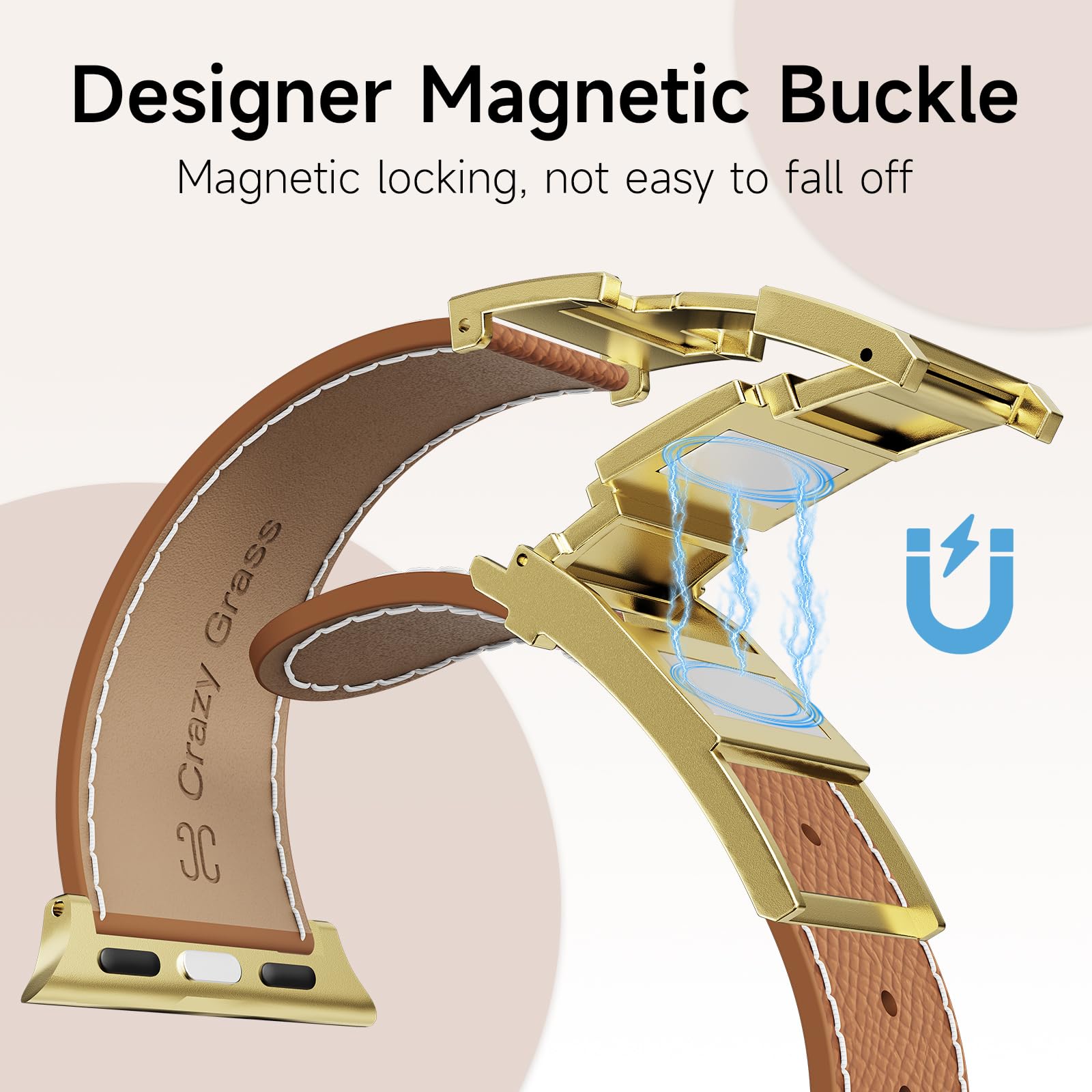 Designer Leather Band Compatible with Apple Watch 49mm46mm45mm44mm42mm41mm 40mm38mm for Women,Magnetic Buckle Replacement Strap for iWatch Ultra 3/2 /1 SE 3/2/1 Series 11/10/9/8/7/6/5/4/3/2/1