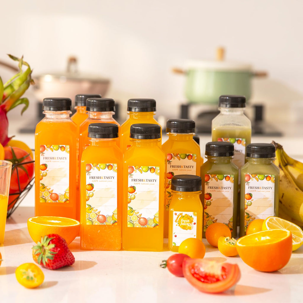 TOMNK 45pcs 2oz Plastic Shot Juice Bottles with Caps, Ginger Shot Bottles, Reusable Clear Bulk Beverage Containers for Ginger Shot, Juice, Milk, and Other Beverages
