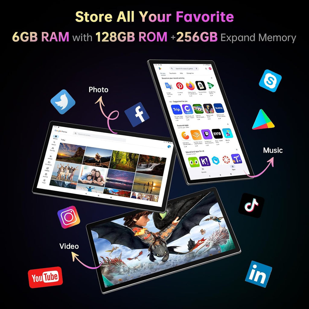Tablet 15.6 Inch Android 13 Tablet, Large Screen Big Tablet with 1080P IPS HD Display, 8Core, 6GB+128GB, Wi-Fi 5, 512G TF Card Support, 12000mAh All-Day Battery Life, 5+13MP Cameras-Silver