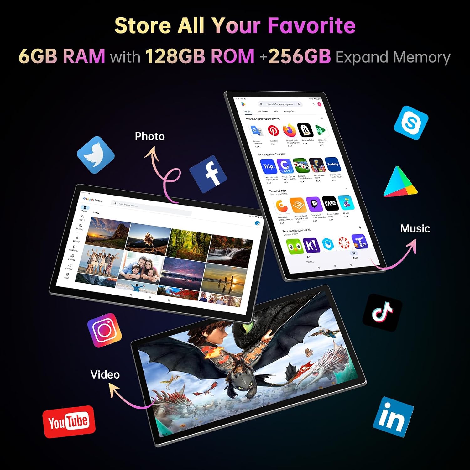 Tablet 15.6 Inch Android 13 Tablet, Large Screen Big Tablet with 1080P IPS HD Display, 8Core, 6GB+128GB, Wi-Fi 5, 512G TF Card Support, 12000mAh All-Day Battery Life, 5+13MP Cameras-Silver