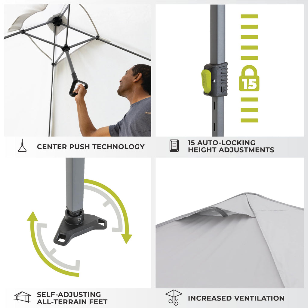 Core Instant Straight Leg Canopy Tent with Adjustable Sun Wall, 6 ft x 4 ft , Gray