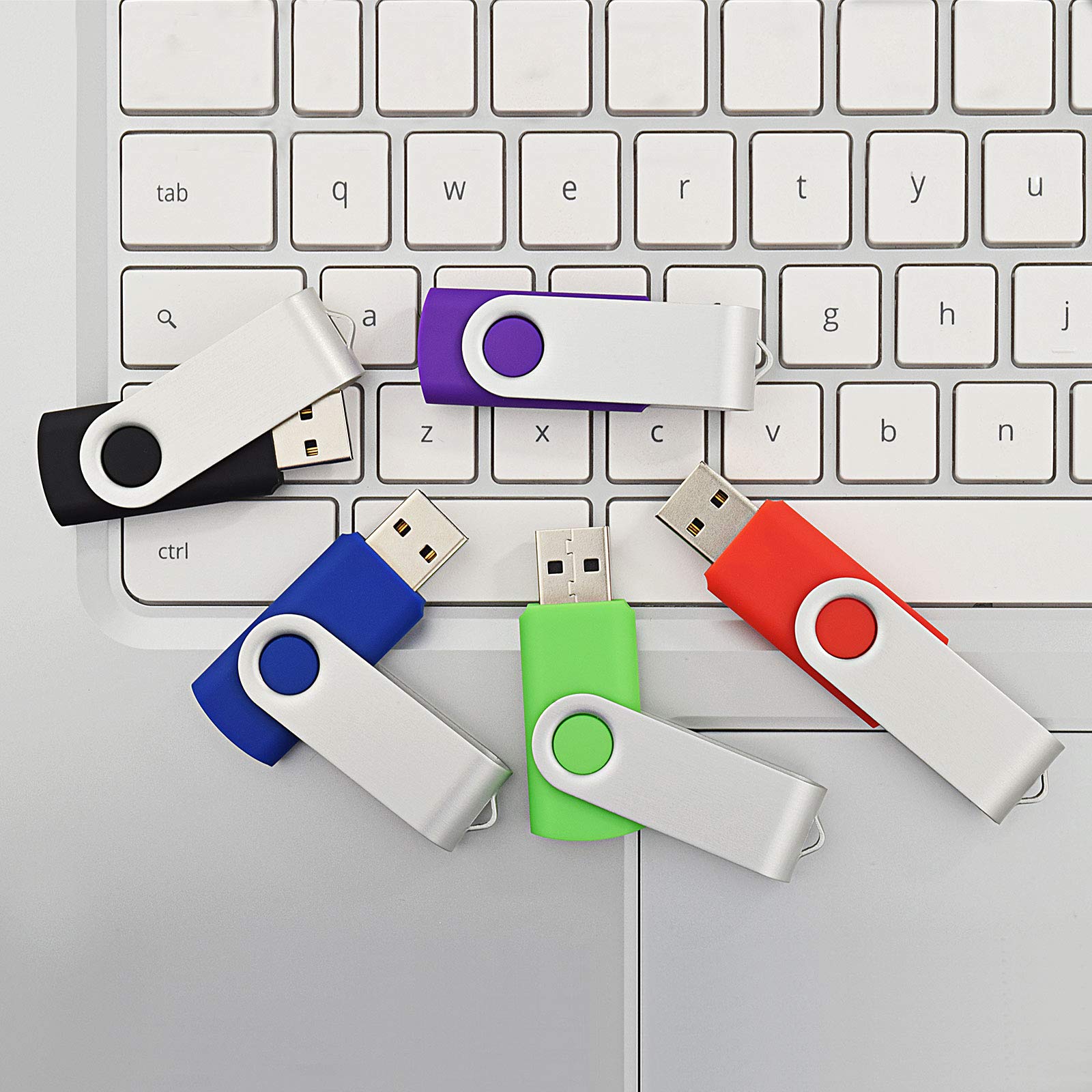 KOOTION 10 X 1GB USB Flash Drive 1gb Flash Drive Swivel Thumb Drive Memory Stick Keychain Design Blue