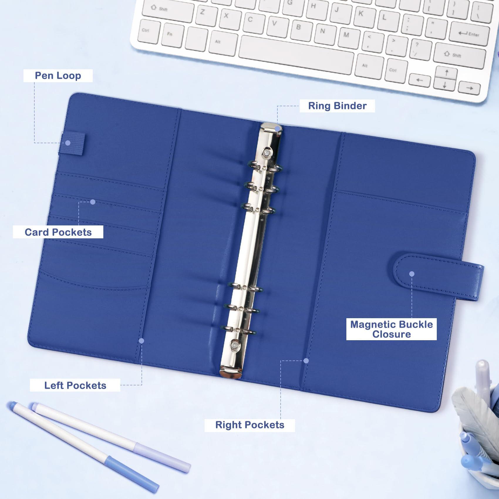 A5 Kpop Photocard Binder with 30 Pack 4-Pocket Card Pages, 6 Ring A5 Binder Card Collector Album with 240 Card Slots,PU Leather Binder Cover with Magnetic Buckle Closure for Organizing Trading Card