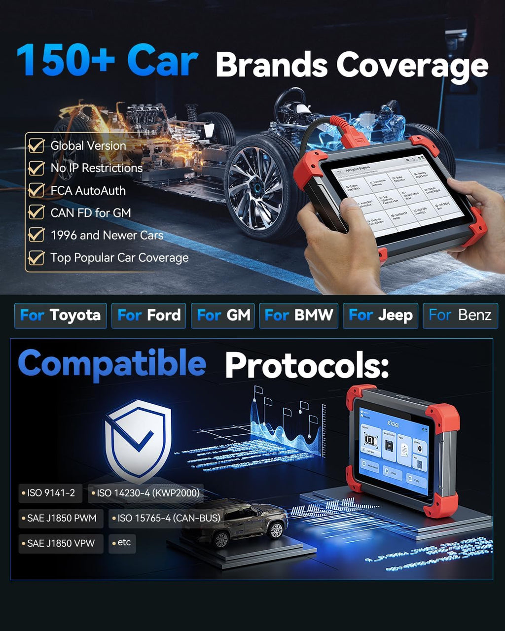 XTOOL D7 Bidirectional Scan Tool: 2026 Ai-Assisted OBD2 Scanner Diagnostic Tool with 36+ Resets, Full System Car Scanner with EPB, Injector Test, Throttle, Crank Sensor Relearn, FCA, CANFD & DoIP