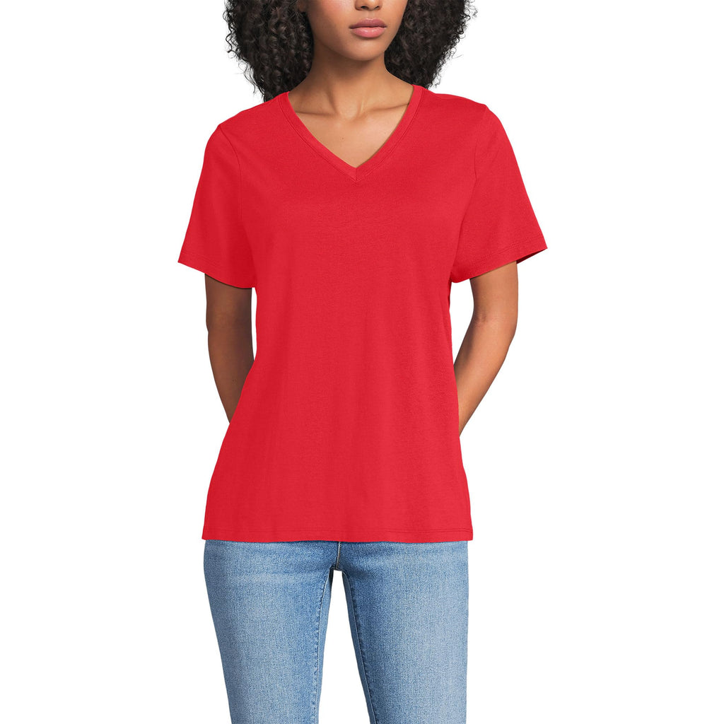 Lands' End Women's Relaxed American-Grown Supima Cotton V-Neck T-Shirt