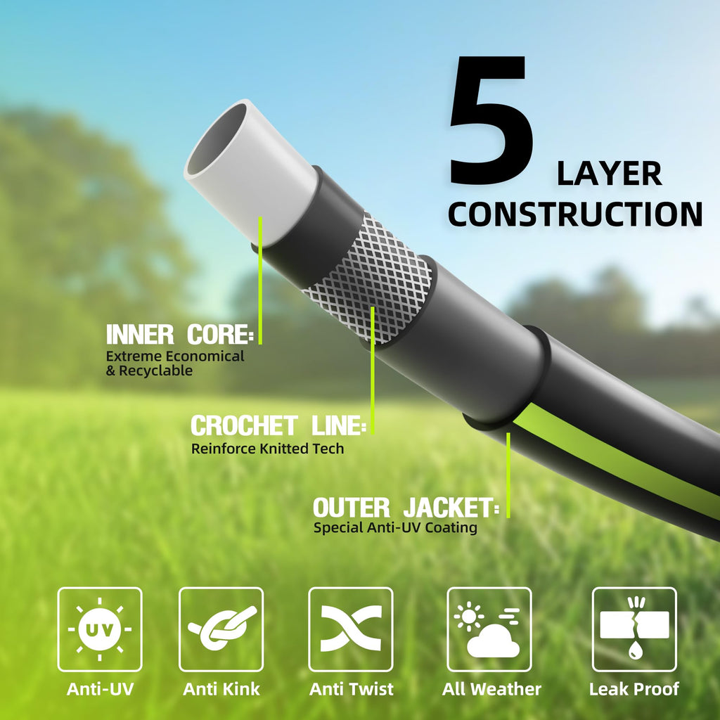 Worth Leader Short Garden Hose 3/4 in. x 2 ft. - Heavy Duty Lightweight PVC Water Hose - Flexible, No Kink, Leakproof, Male to Female Fittings - 200PSI Work & 500PSI Burst, for Lawn & Commercial Use