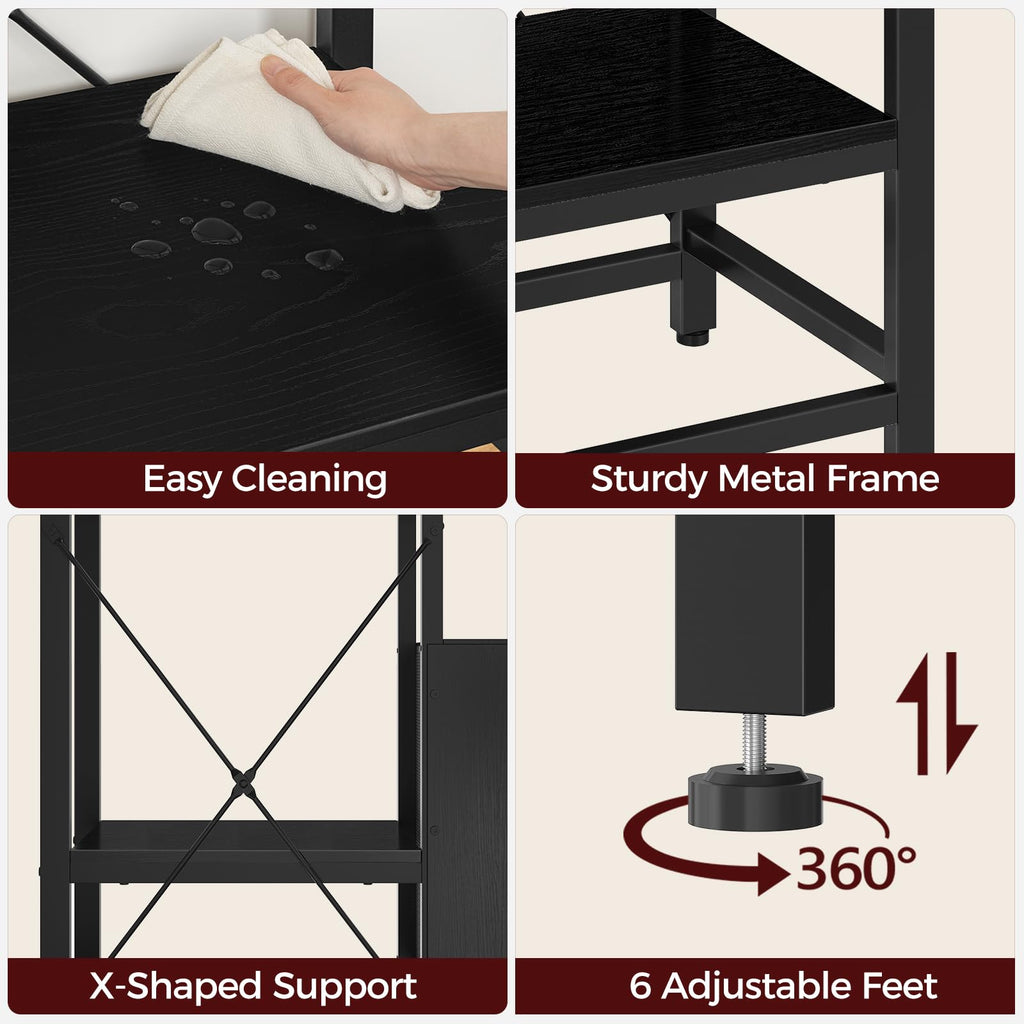 MAHANCRIS 20-37 Gallon Fish Tank Stand, Aquarium Stand with Power Outlet and Storage Cabinet, Heavy Duty Tank Stand Suitable for Turtle Tank, Reptile Terrarium, for Home Office, Black FTHB40E01