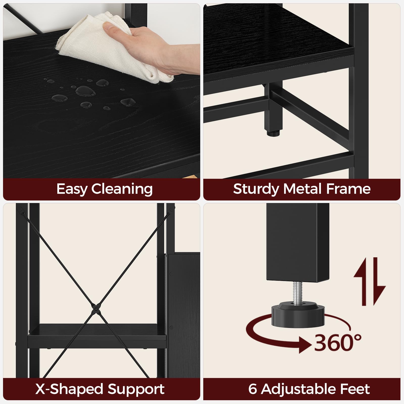 MAHANCRIS 20-37 Gallon Fish Tank Stand, Aquarium Stand with Power Outlet and Storage Cabinet, Heavy Duty Tank Stand Suitable for Turtle Tank, Reptile Terrarium, for Home Office, Black FTHB40E01