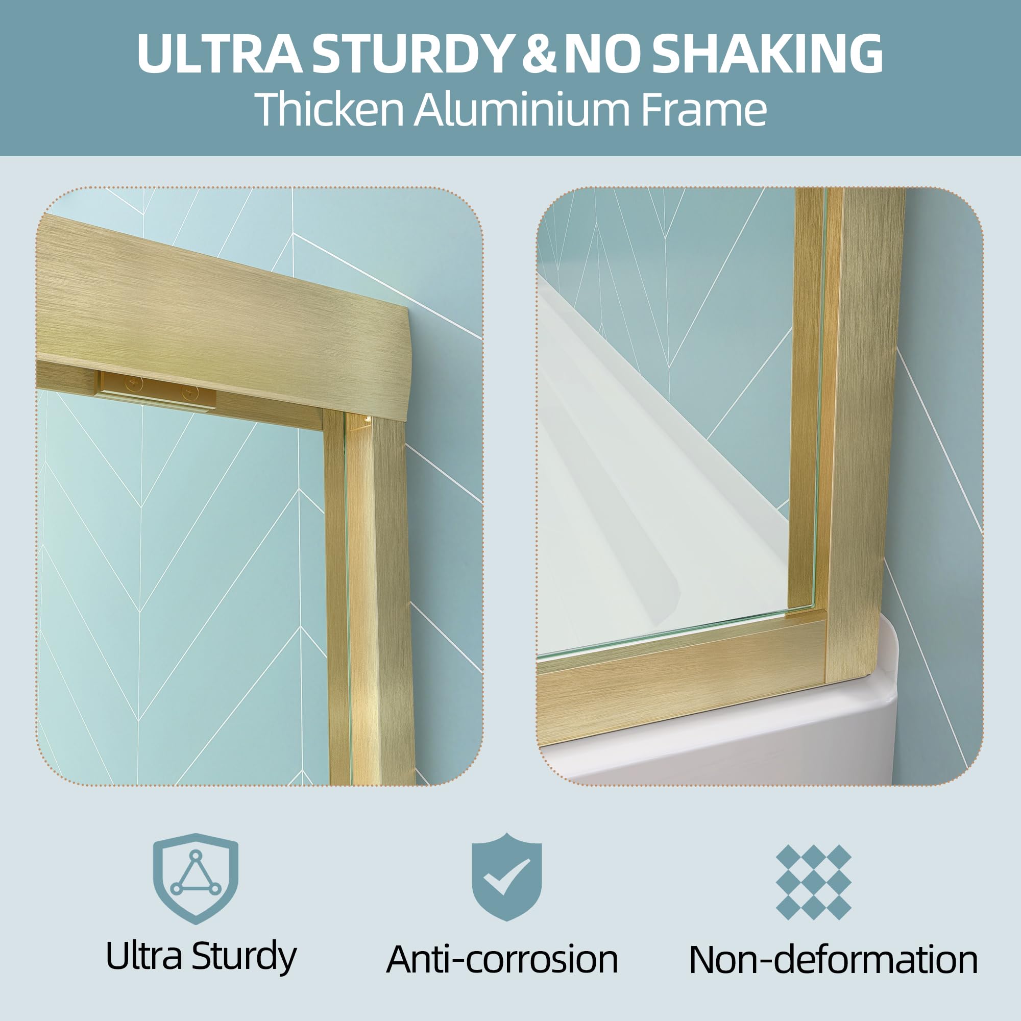 GETPRO Shower Door Sliding 44-48 in. W x 72 in. H Semi-Frameless Bypasss Double Sliding Doors for Shower,1/4 inch Clear Tempered Walk-in Shower Glass Door Brushed Nickel