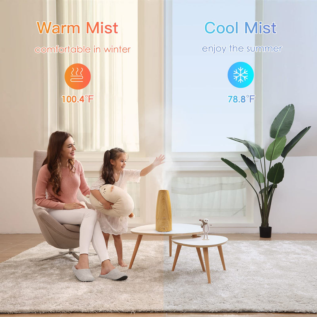 Warm and Cool Mist Humidifier for Home/Bedroom with Remote Control 2.3L Smart Air Humidifier for Desk/Office/Bedroom 25dB Whisper Quiet with Auto Shut off