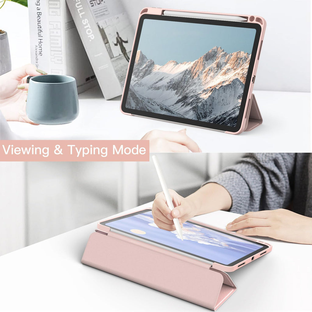JETech Case ONLY for iPad Pro 11 Inch (2022/2021/2020/2018) with Pencil Holder, Clear Transparent Back Shell Slim Stand Shockproof Tablet Cover, Auto Wake/Sleep (Black)