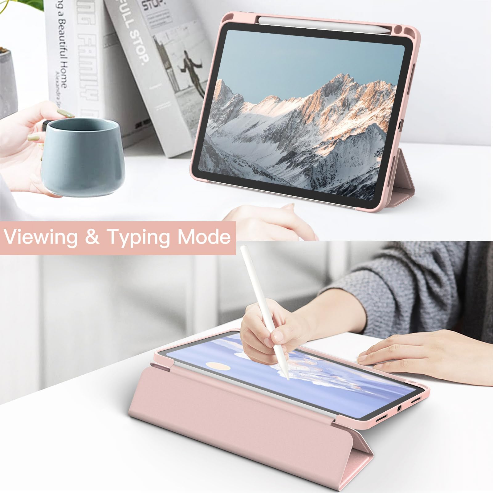 JETech Case ONLY for iPad Pro 11 Inch (2022/2021/2020/2018) with Pencil Holder, Clear Transparent Back Shell Slim Stand Shockproof Tablet Cover, Auto Wake/Sleep (Black)