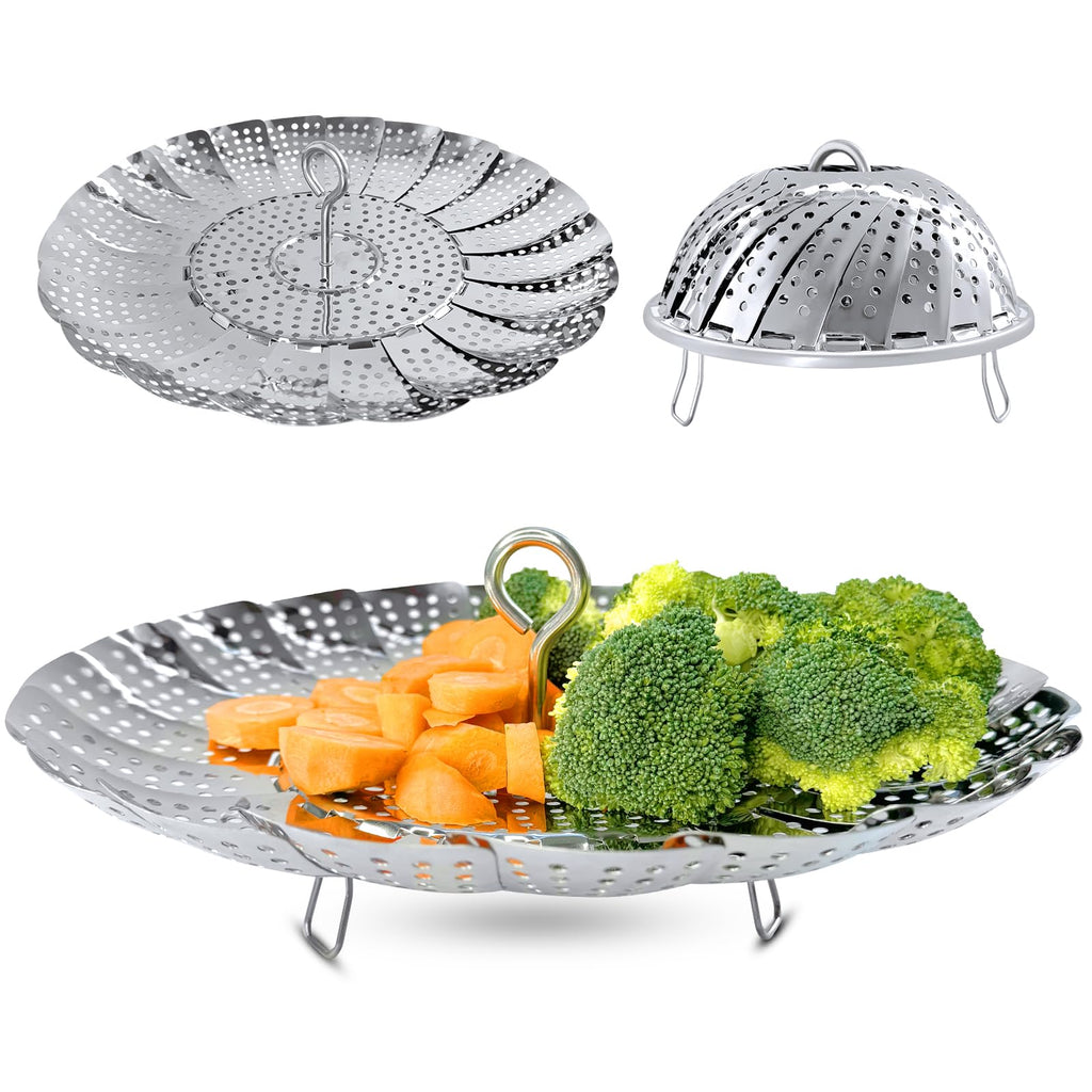 Vegetable Steamer Basket, Premium Stainless Steel Veggie Steamer Basket - Folding Expandable Steamers to Fits Various Size Pot Small by SAYFINE (5.5" to 9.2")