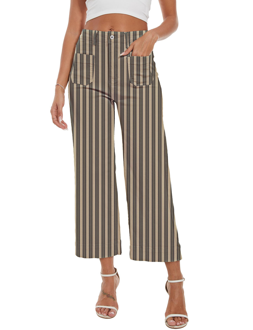 Wide Leg Jeans for Women Trendy High Waisted Flare Jeans Cropped Pants Stretchy Baggy