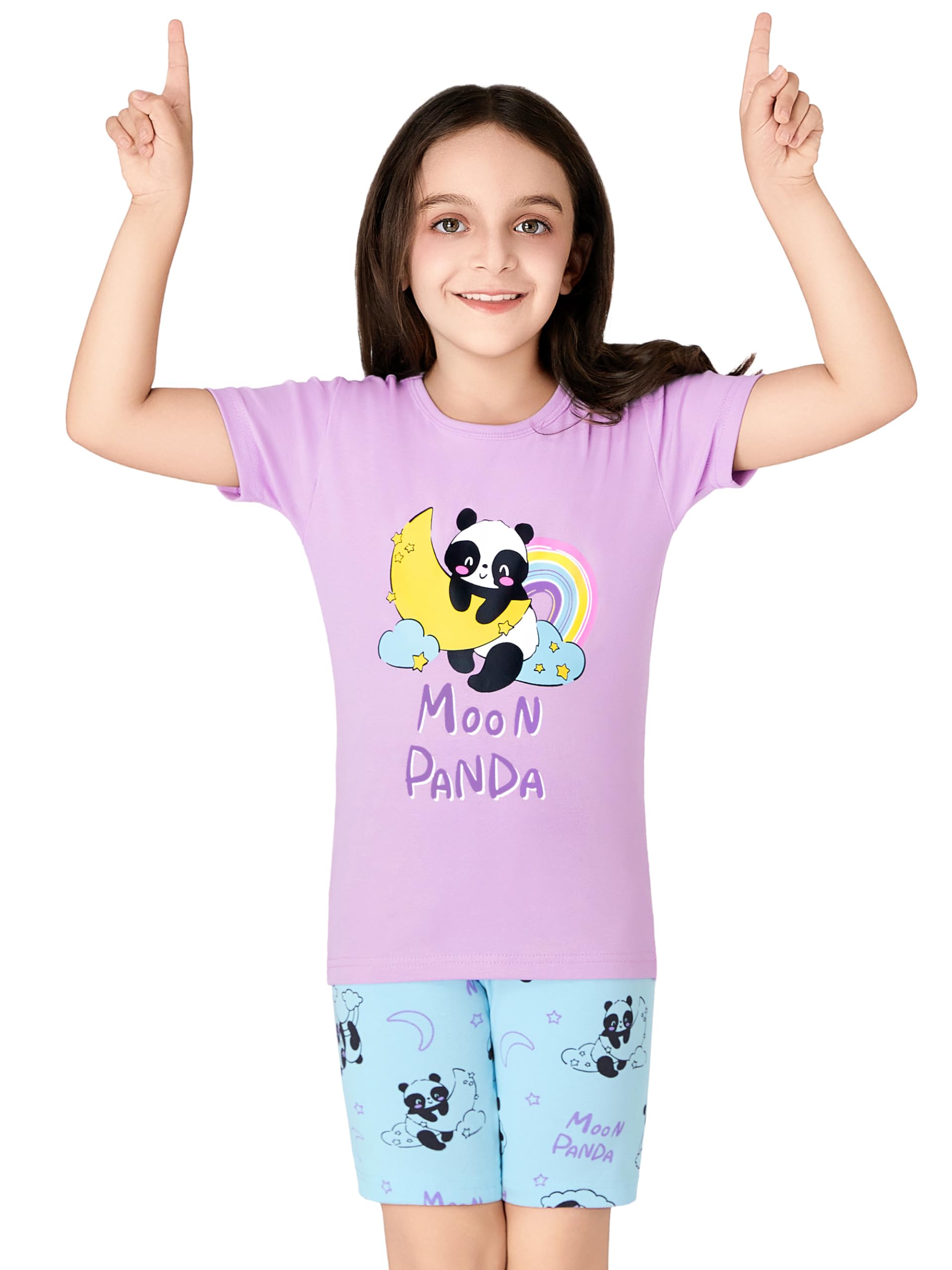 Topgal Little & Big Girls Cotton Knit Pajama 3-Piece Shorts Pants Summer PJ Set Size 4-14