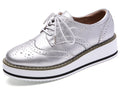DADAWEN Women's Platform Lace-Up Wingtips Square Toe Oxfords Shoe