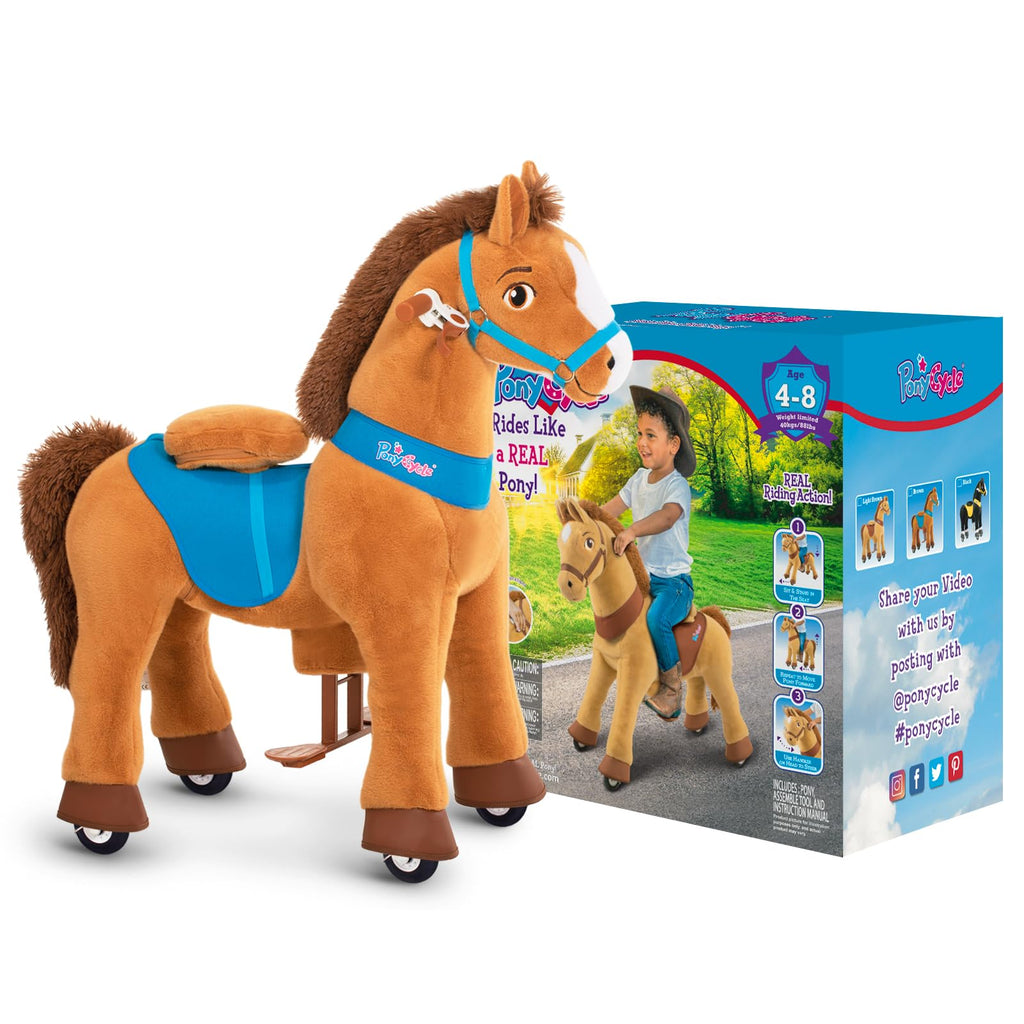 PonyCycle Ride on Toys Riding Black Horse Toys No Battery Required (with Brake/ 30" Height/Size 3) Pony Rider Walking Animals Rocking Horse Ride on Horse for Kids Riding Toys E338