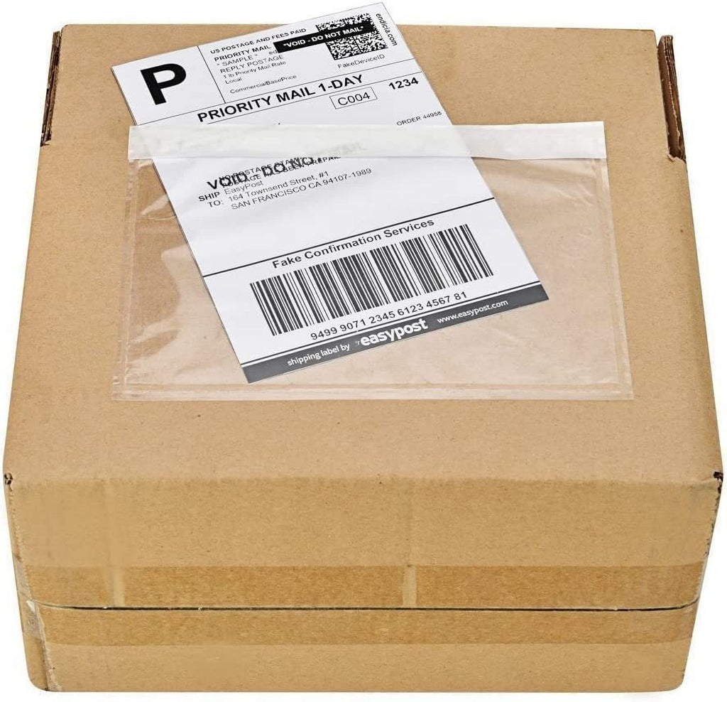 9527 Product 4.5" x 5.5" Clear Adhesive Top Loading Packing List/Shipping Label Envelopes (100 Pack)