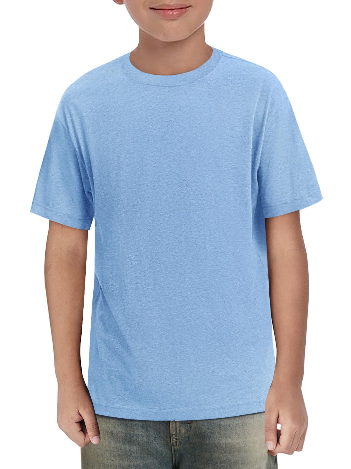 Haloumoning Boys Short Sleeve Shirts Kids Summer Crewneck T-Shirts Casual Tops Tees 5-14 Years