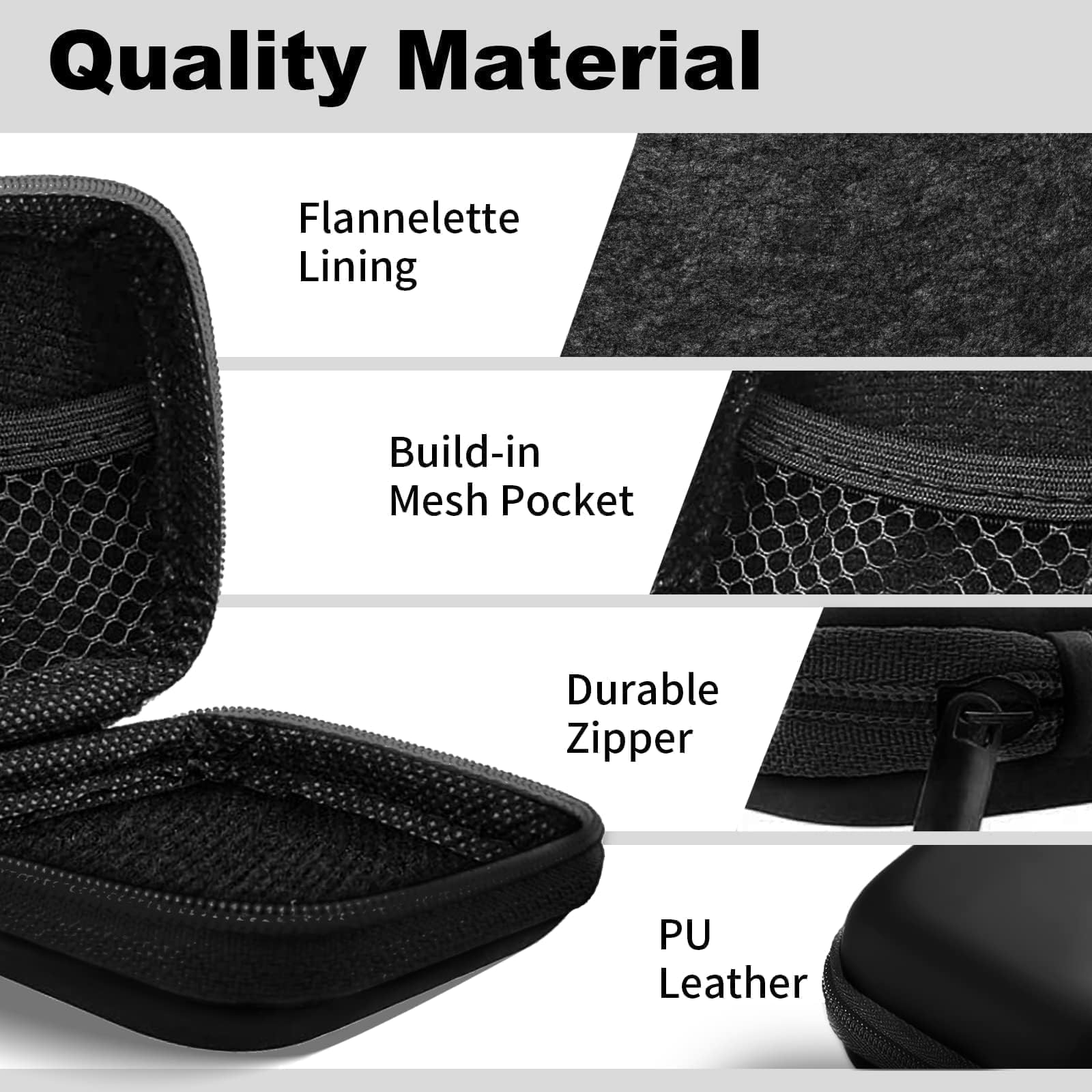 2Pack Oval Earbud Case Portable EVA Carrying Case Storage Bag Cell Phone Accessories Organizer with Carabiner for Earphone, Earbud, Earpieces, SD Memory Card, Camera Chips, Black/Purple