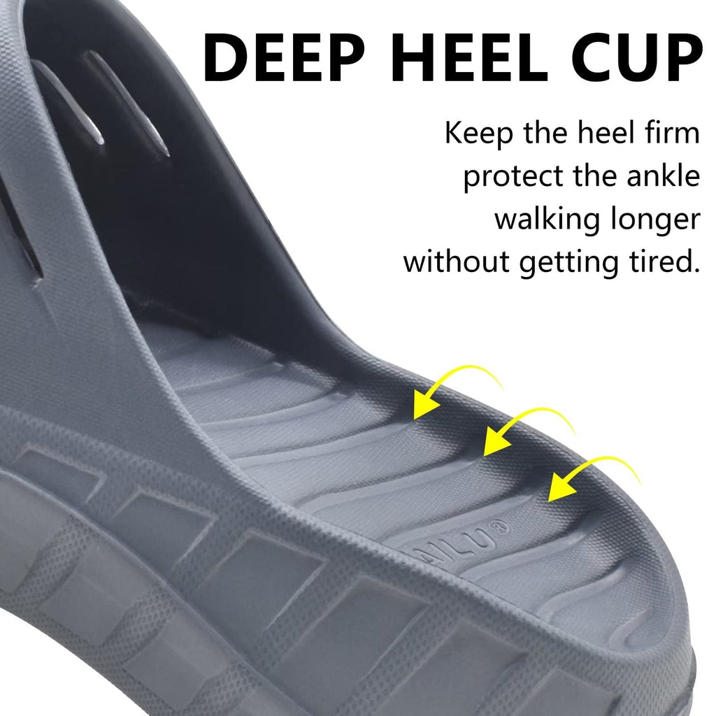 GPOS Mens Sport Recovery Sandals Plantar Fasciitis Thick Cushion Slides Sandals Lightweight Comfort Orthotic Slippers