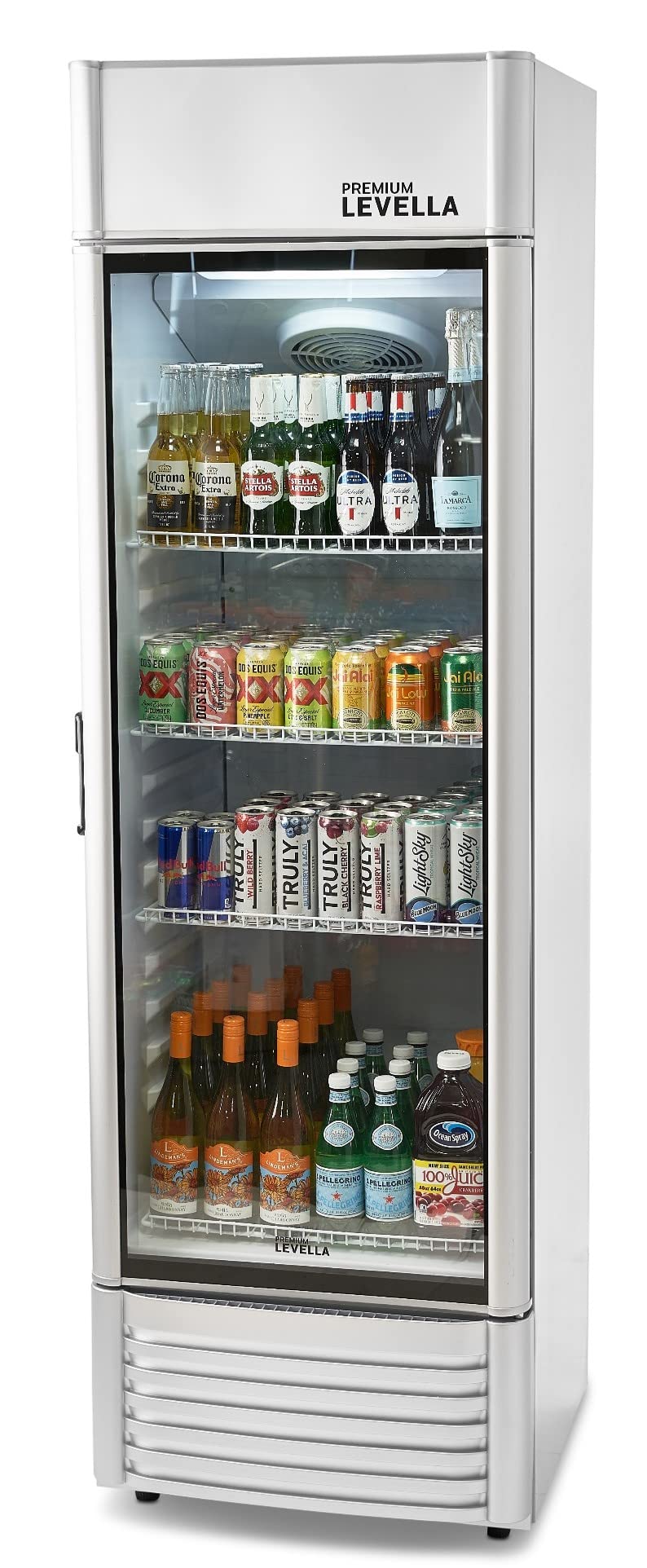 PremiumLevella PRF37DX Glass Door Display Refrigerator 3.1 cu ft Commercial Beverage Cooler Merchandiser - Black