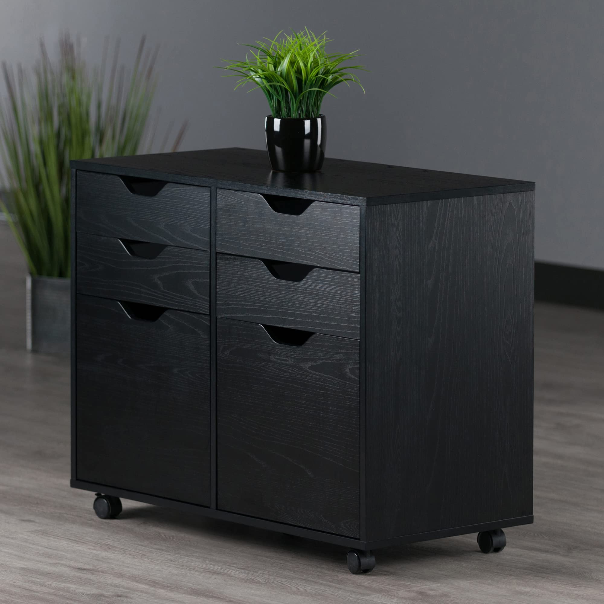 Winsome Halifax Mobile Storage Cabinet with Doors & Drawers, Stylish & Functional Home Storage Cabinet for Filing, Kitchen Organization, Moveable Furniture for Office, Dorms, Apartments