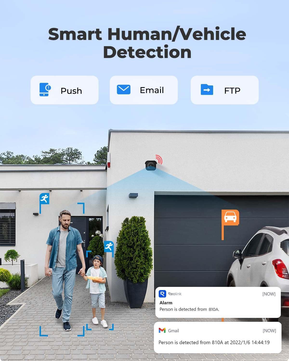 REOLINK 4K/8MP Security Bullet PoE IP Camera,Surveillance Outdoor Indoor,Human/Vehicle/Pet Detection,100ft IR Night Vision,Work with Smart Home,Up to 256GB microSD Card,RLC-810A(Black)
