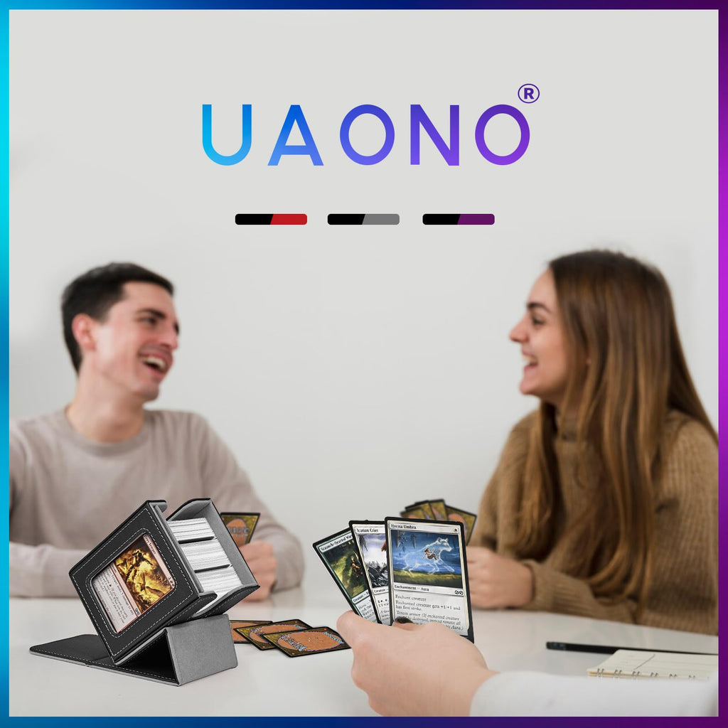 UAONO 4 Pack MTG Commander Deck Box, Independent Commander Display, Fits 400 Double-Sleeved Cards, Magnetic Deck Case for Magic the Gathering TCG, 8 Dividers & 4 Top Loaders (4 Color)