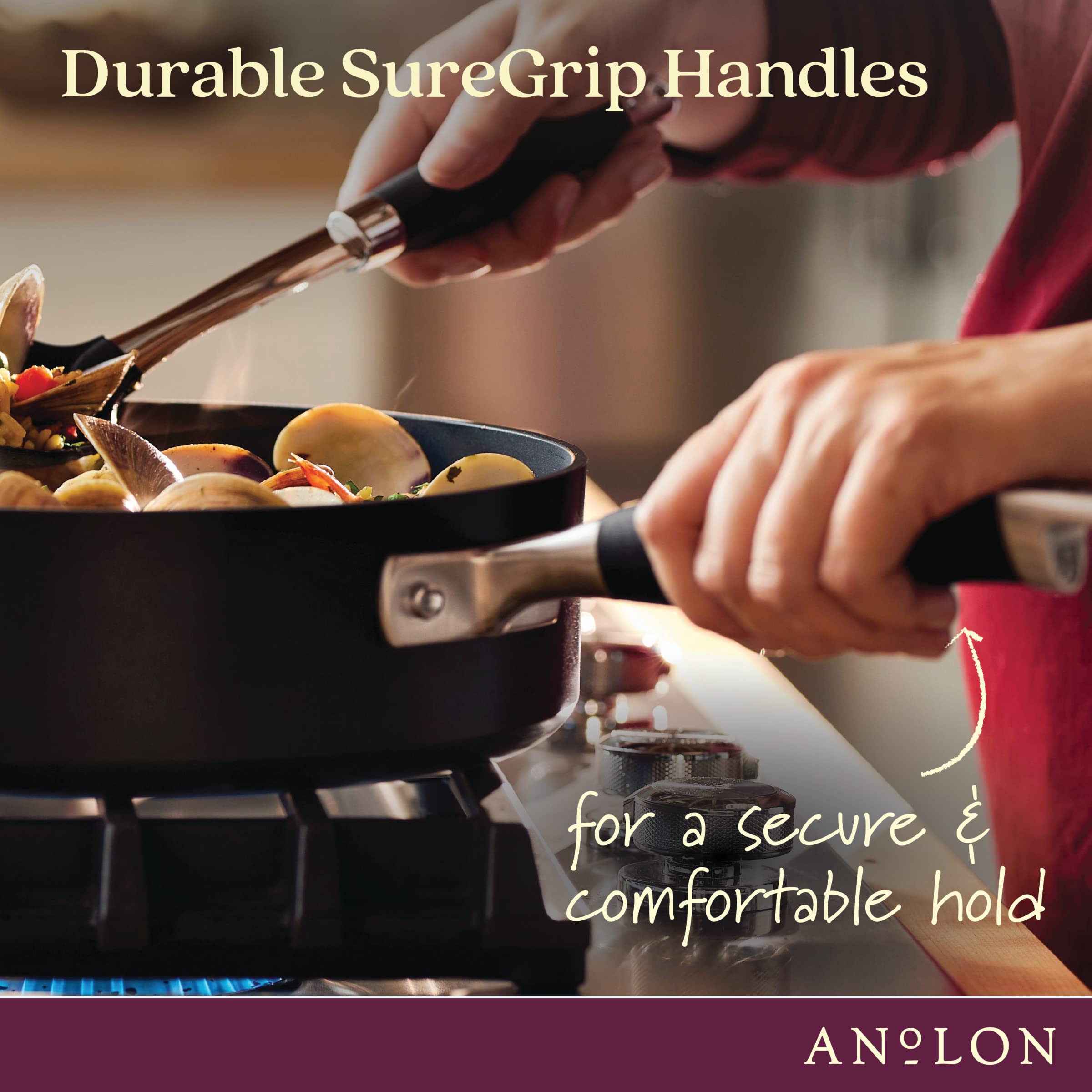 Anolon Advanced Home Hard Anodized Nonstick Sauce Pan/Saucepan with Straining and Lid, 2 Quart (2 Qt Straining Saucepan, Indigo)