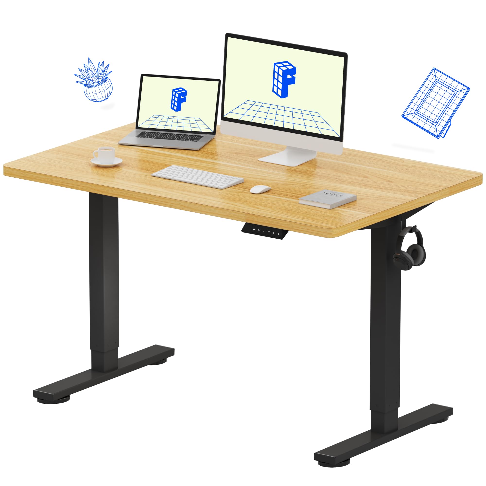 FLEXISPOT EN1 One-Piece Standing Desk, Electric Adjustable with 4 Memory Presets, 176 LBS Capacity, Stable & Quiet, Seamless Desktop for Home Office & Dual Monitors, 40"x24" Black
