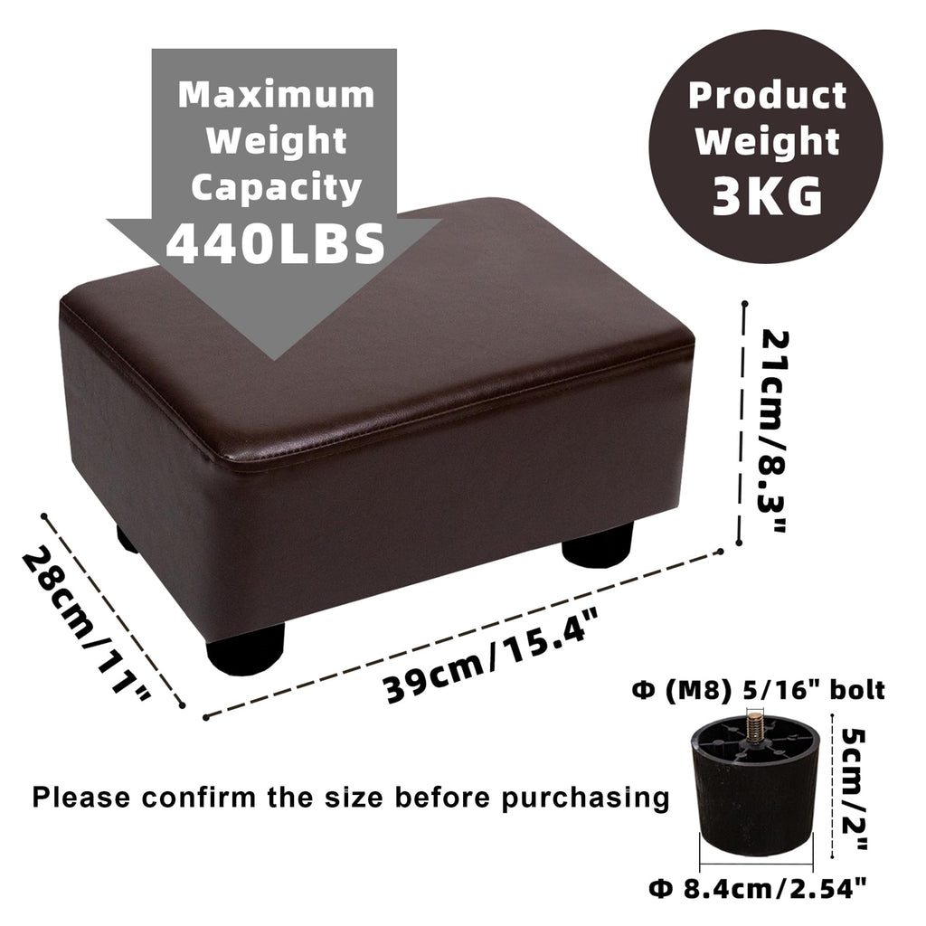 CAROLMADE Small Foot Stool Ottoman Footstool with Legs Under Desk Footrest for Living Room Bedroom and Office, Black