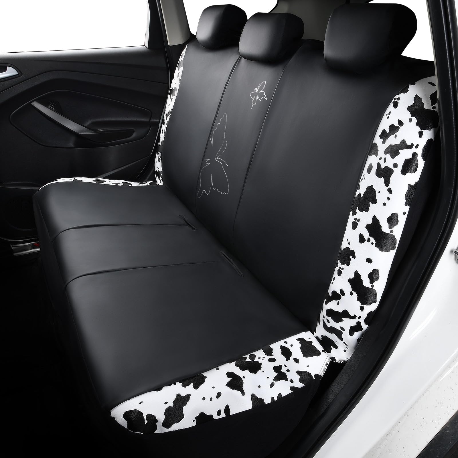 Flying Banner Butterfly car seat Covers ful Set Fashion Universal Lady Woman Female Rear Bench Split Colorized (2 Fronts, Mint Blue)