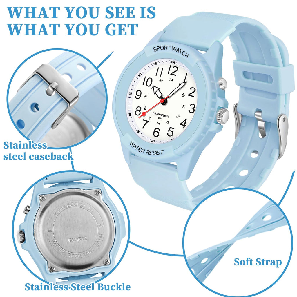 PROKING Waterproof Nurse Watch for Medical Professionals Students Women Men, Night Light, 12/24 Hour Military Time Easy to Read Dial, Second Hand Watch for Nursing Day Gifts