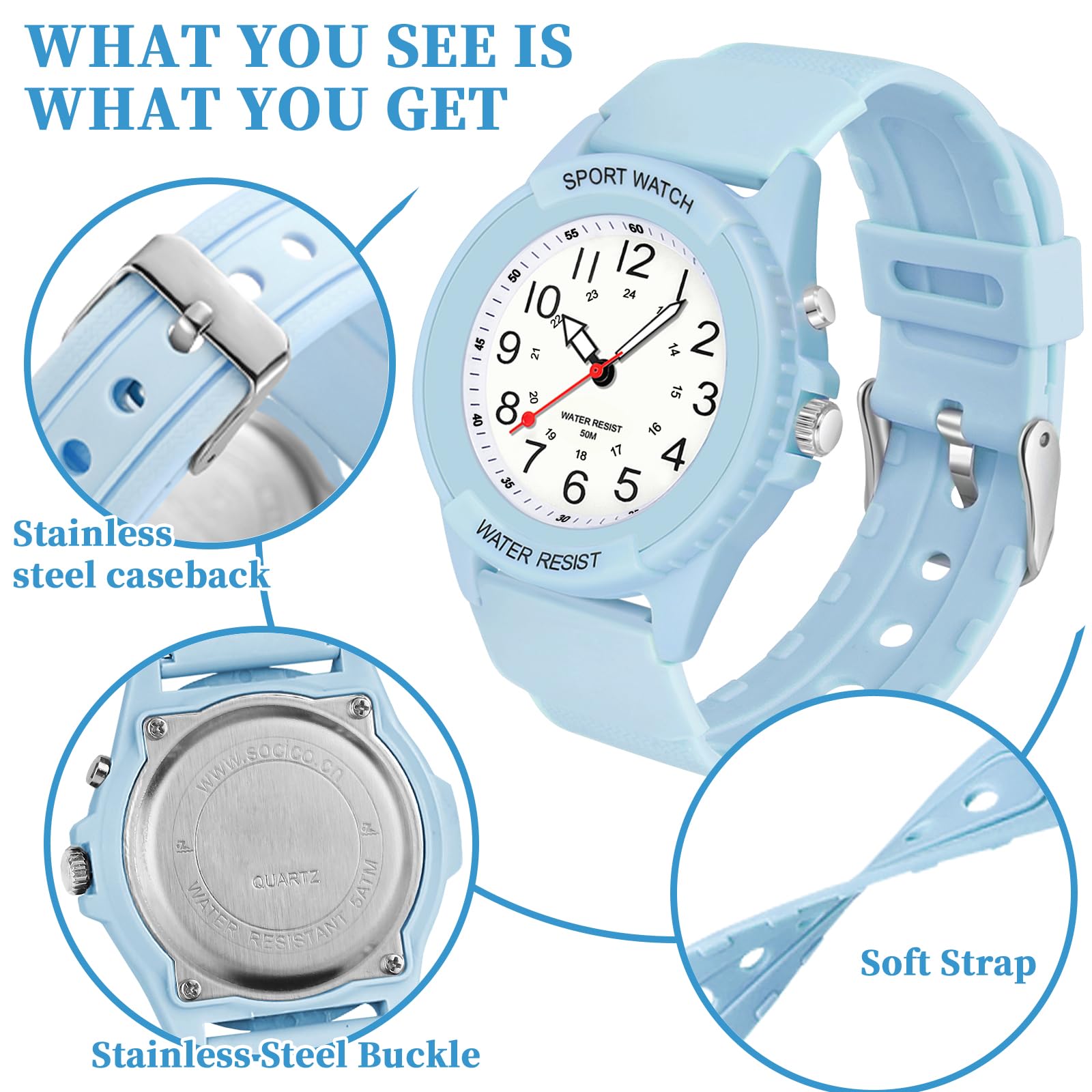 PROKING Waterproof Nurse Watch for Medical Professionals Students Women Men, Night Light, 12/24 Hour Military Time Easy to Read Dial, Second Hand Watch for Nursing Day Gifts