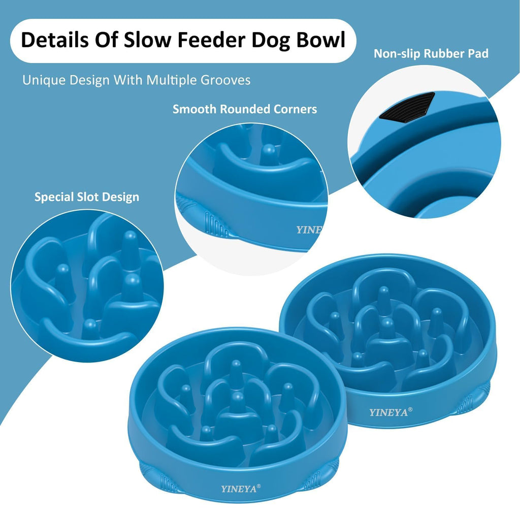 YINEYA 2PCS Anti-Choking Slow Feeder Dog Bowls Small Size Dog, Slow Feeder Cat Bowl, Supplies and Puzzle for Pet