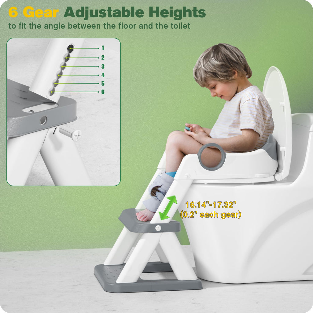 Potty Training Seat, Upgrade Toddler Toilet Seat for Kids Boys Girls, 2 in 1 Potty Training Toilet, Splash Guard Anti-Slip Pad Step Stool(Blue)