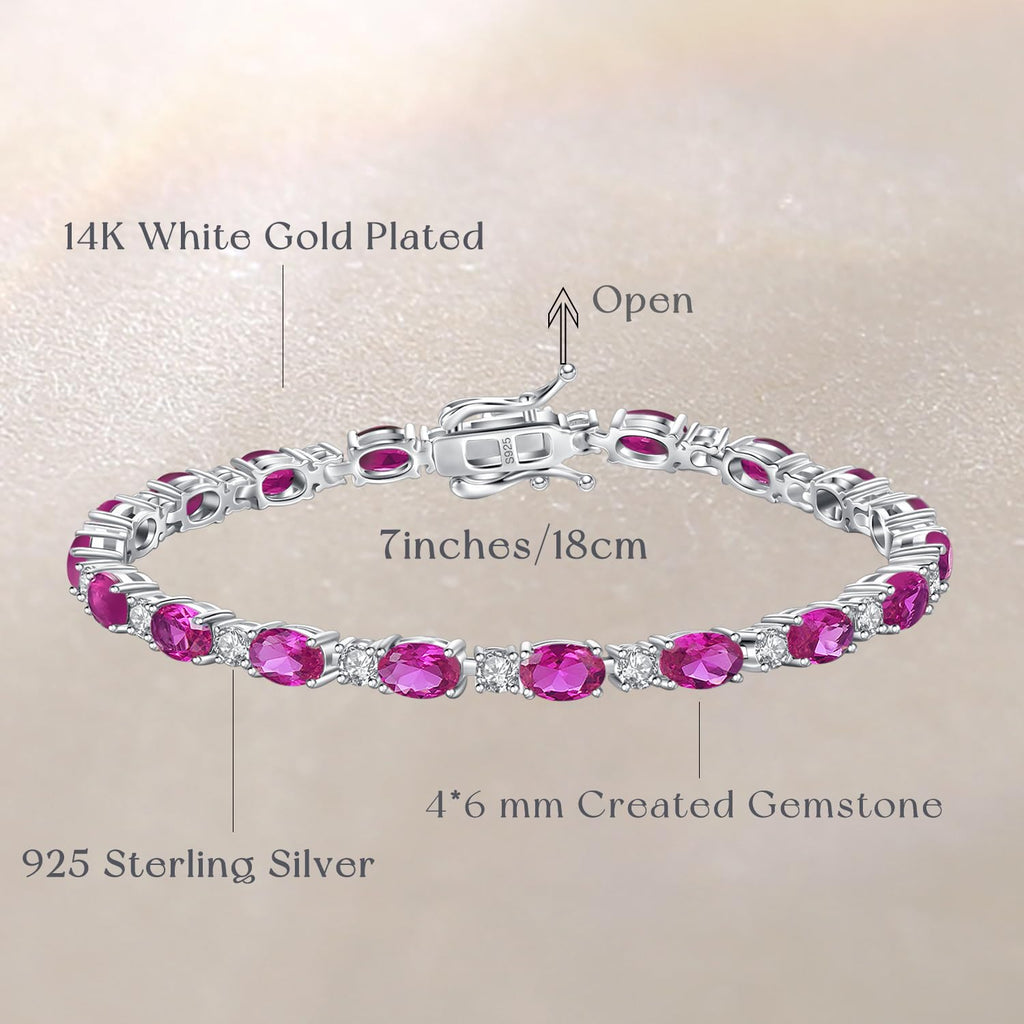 FANCIME Birthstone Bracelets Sterling Silver Tennis Bracelets Charm Fine Jewelry Birthday Gifts for Women 7"