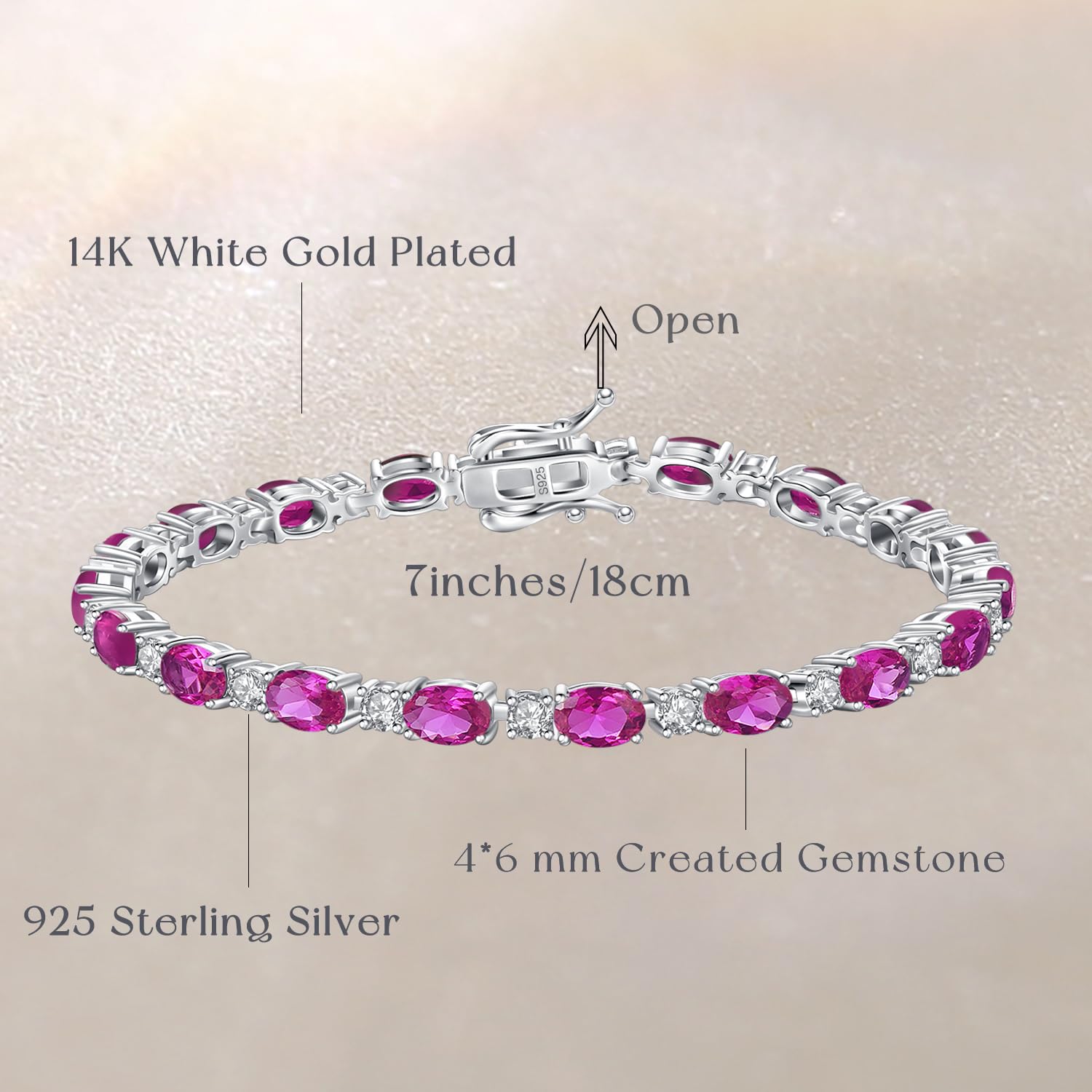 FANCIME Birthstone Bracelets Sterling Silver Tennis Bracelets Charm Fine Jewelry Birthday Gifts for Women 7"