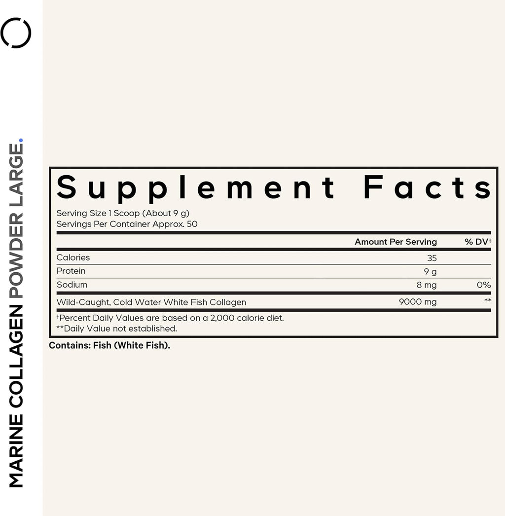 Codeage Marine Collagen Powder - Wild-Caught Hydrolyzed Fish Collagen Peptides - Type 1 & 3 Collagen Protein Supplement - Amino Acids for Skin, Hair, Nails - Paleo Friendly, Non-GMO, 15.87 Ounces