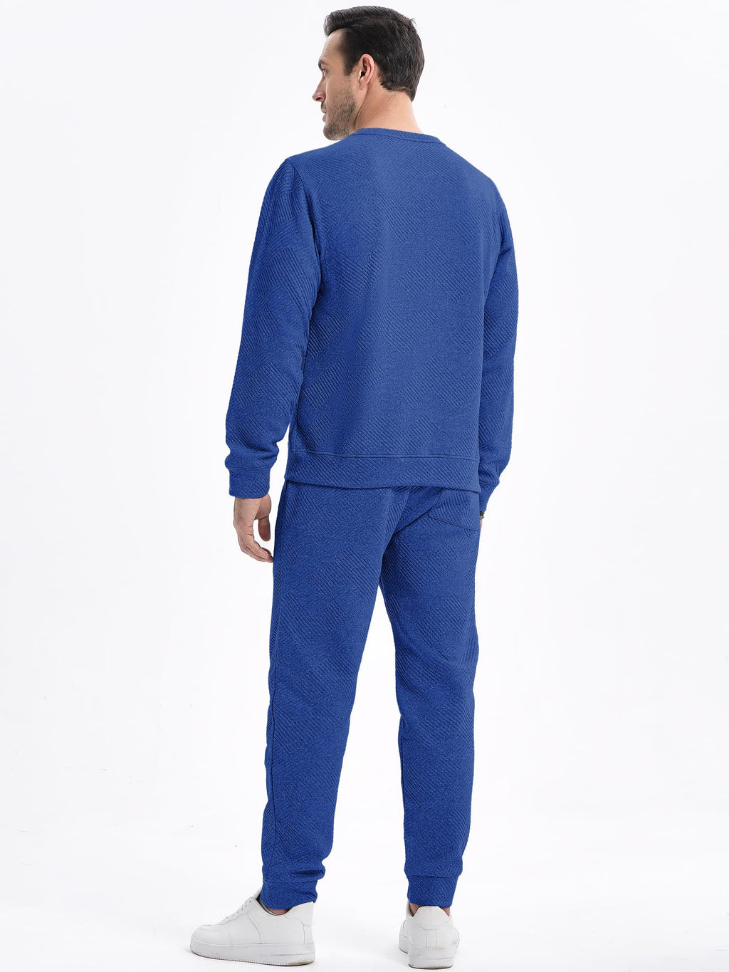 JMIERR Men's 2 Piece Outfits Knit Jacquard Pullover Sweatshirt Tracksuit & Joggers Sweatpants Sweatsuit Sets with Pockets