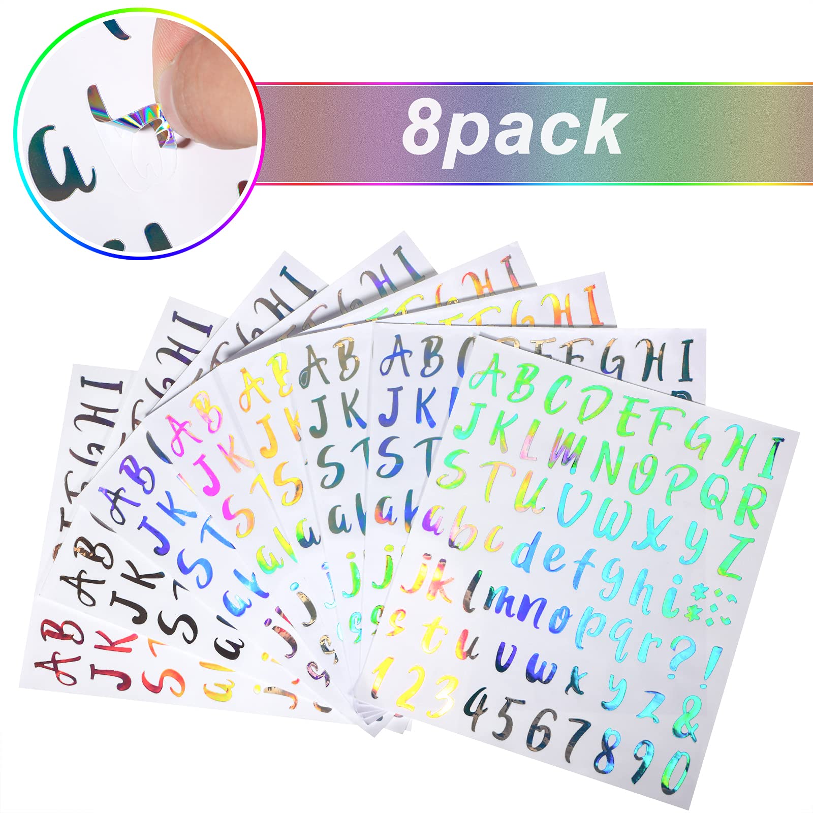 Outus 576 Pieces 8 Sheets Letters Stickers Self Adhesive Vinyl Letter for Graduation Cap Alphabet Number Stickers Mailbox Numbers Sticker, Decals for Classroom Decor Sign Door(Black,1 Inch)