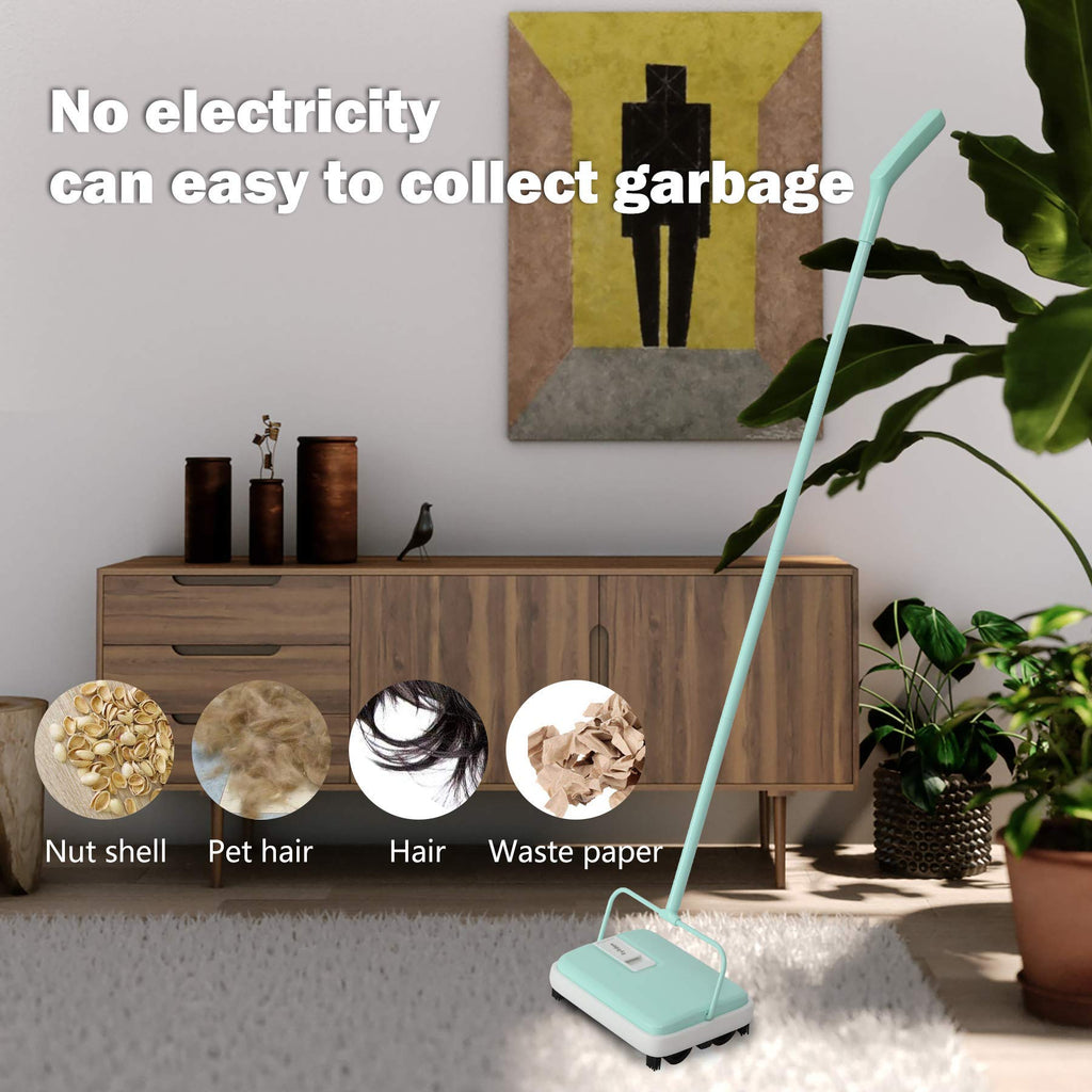 Eyliden Carpet Sweeper, Mini Size Lightweight Hand Push - No Noise, Non-Electric, Easy Manual Sweeping Only for Carpet Cleaning (Black)
