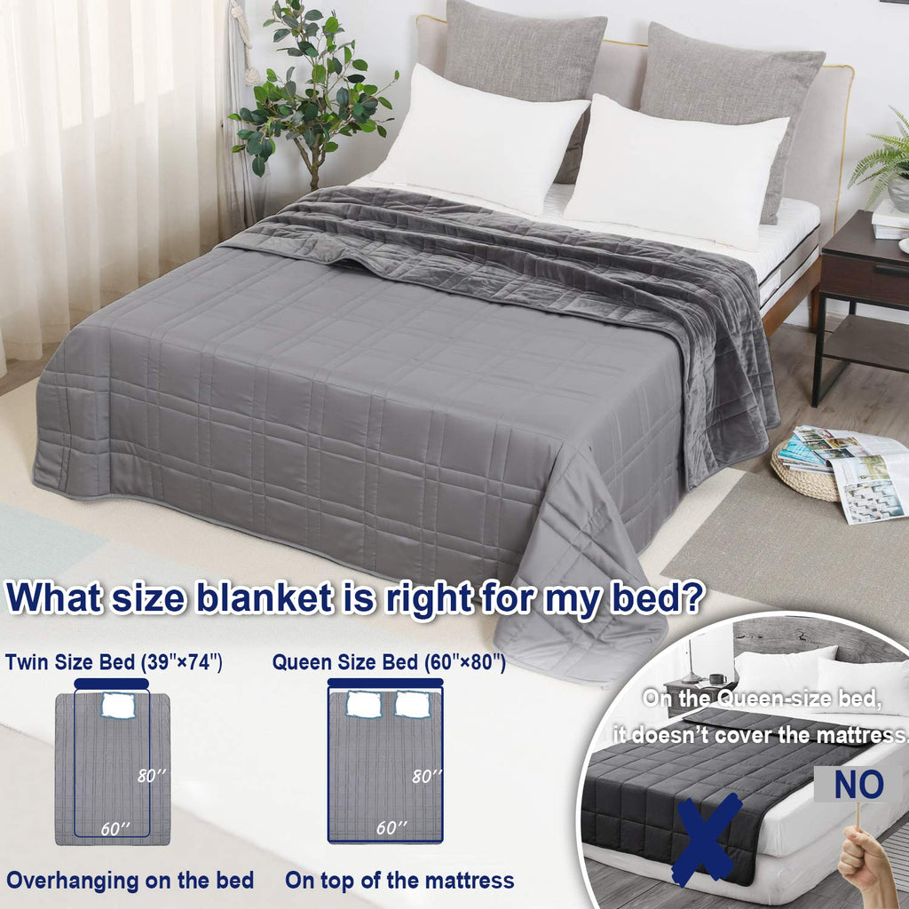 OMYSTYLE Reversible Weighted Blanket 48''x72'' 15lbs for Adults, Warm Short Plush and Cool Tencel Fabric Double-Sided Weighted Blanket for All Season Use - Carry Bag Included