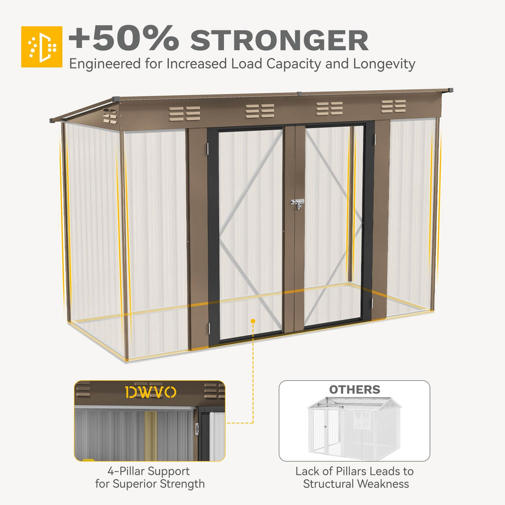 DWVO 6x4ft Outdoor Storage Shed, Lockable Metal Tool Storage Sheds, Waterproof Garden Sheds with Vents for Backyard, Patio, Garage, Lawn, Dark Gray