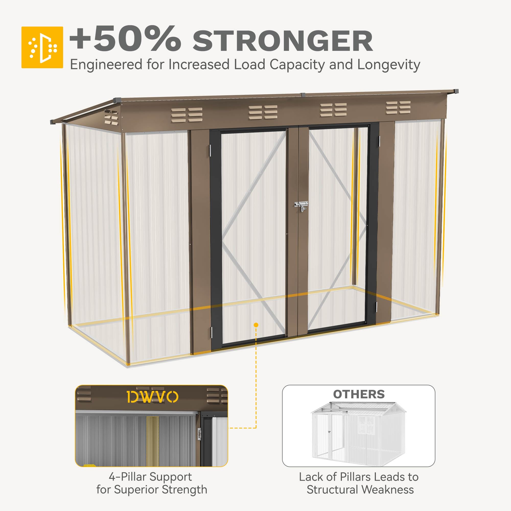 DWVO 6x4ft Outdoor Storage Shed, Lockable Metal Tool Storage Sheds, Waterproof Garden Sheds with Vents for Backyard, Patio, Garage, Lawn, Dark Gray